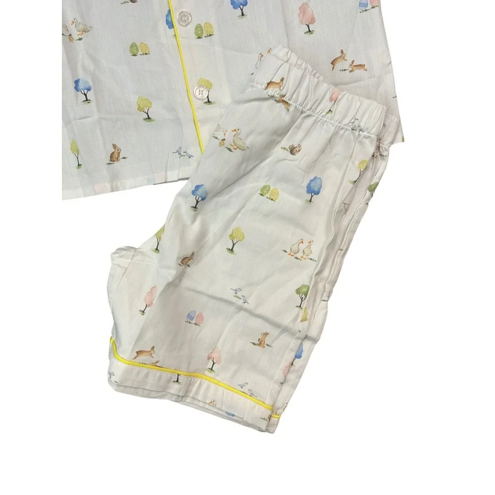 Petite Plume Kids Easter Gardens Pajama Set White Yellow SSSES112 Size 12 NEW